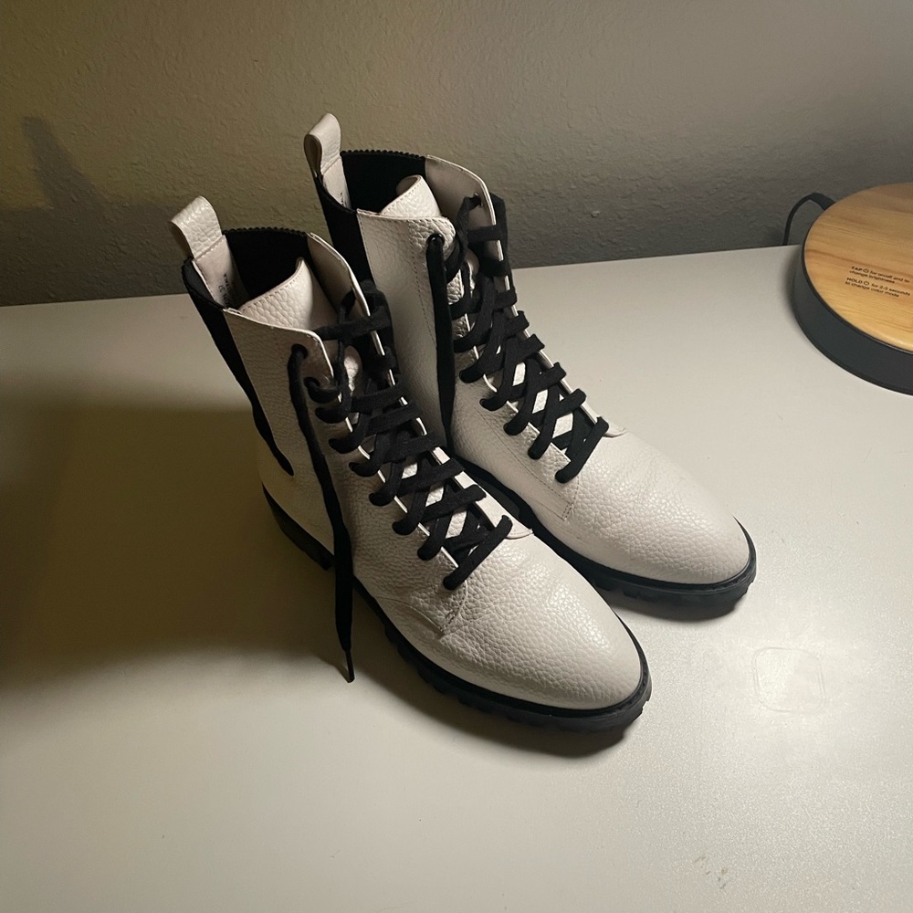 Senso White and Black Moto Boot size 7